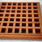 Oak table mat and smoked glass 70s