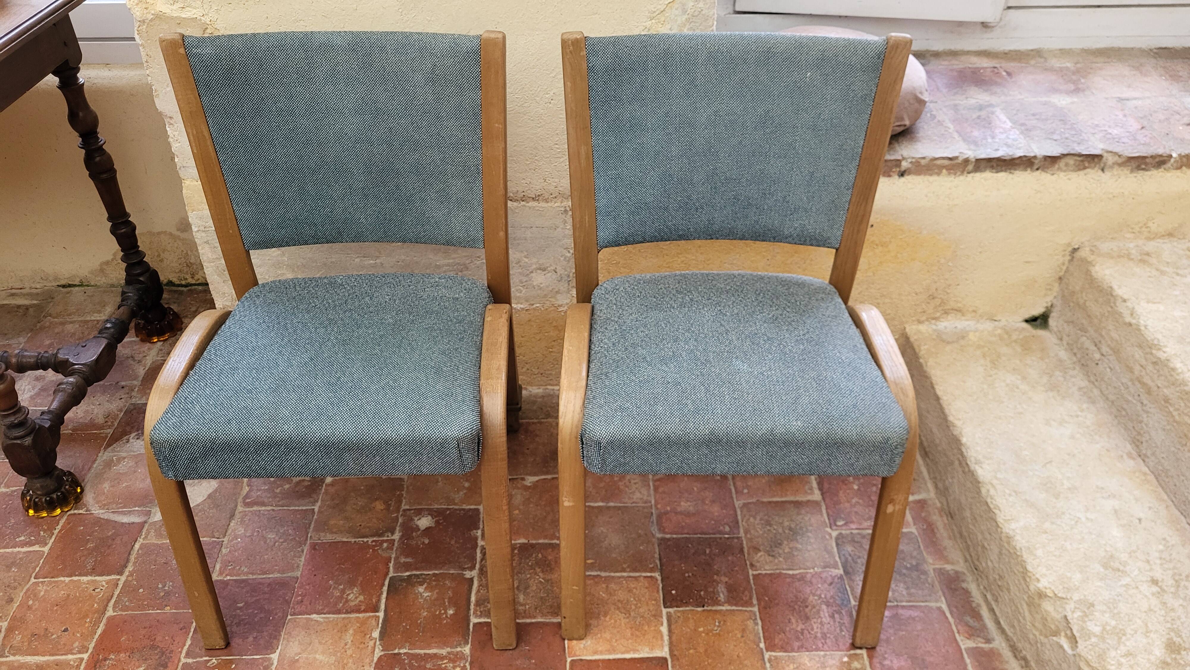 4 chaises Bow wood édition Steiner 1950