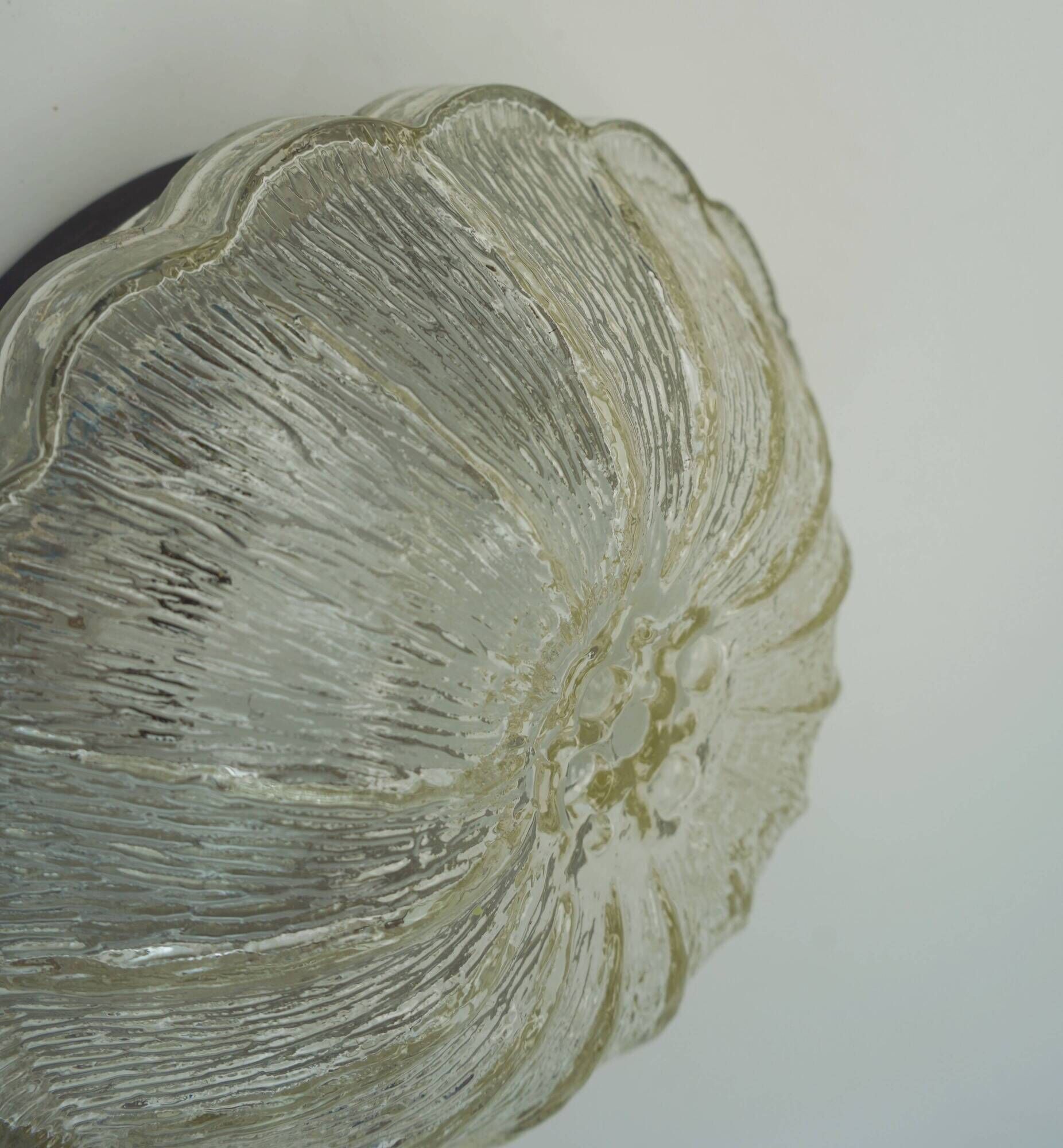 1970s mid century SCONCE or CEILING FIXTURE petal-shaped glass