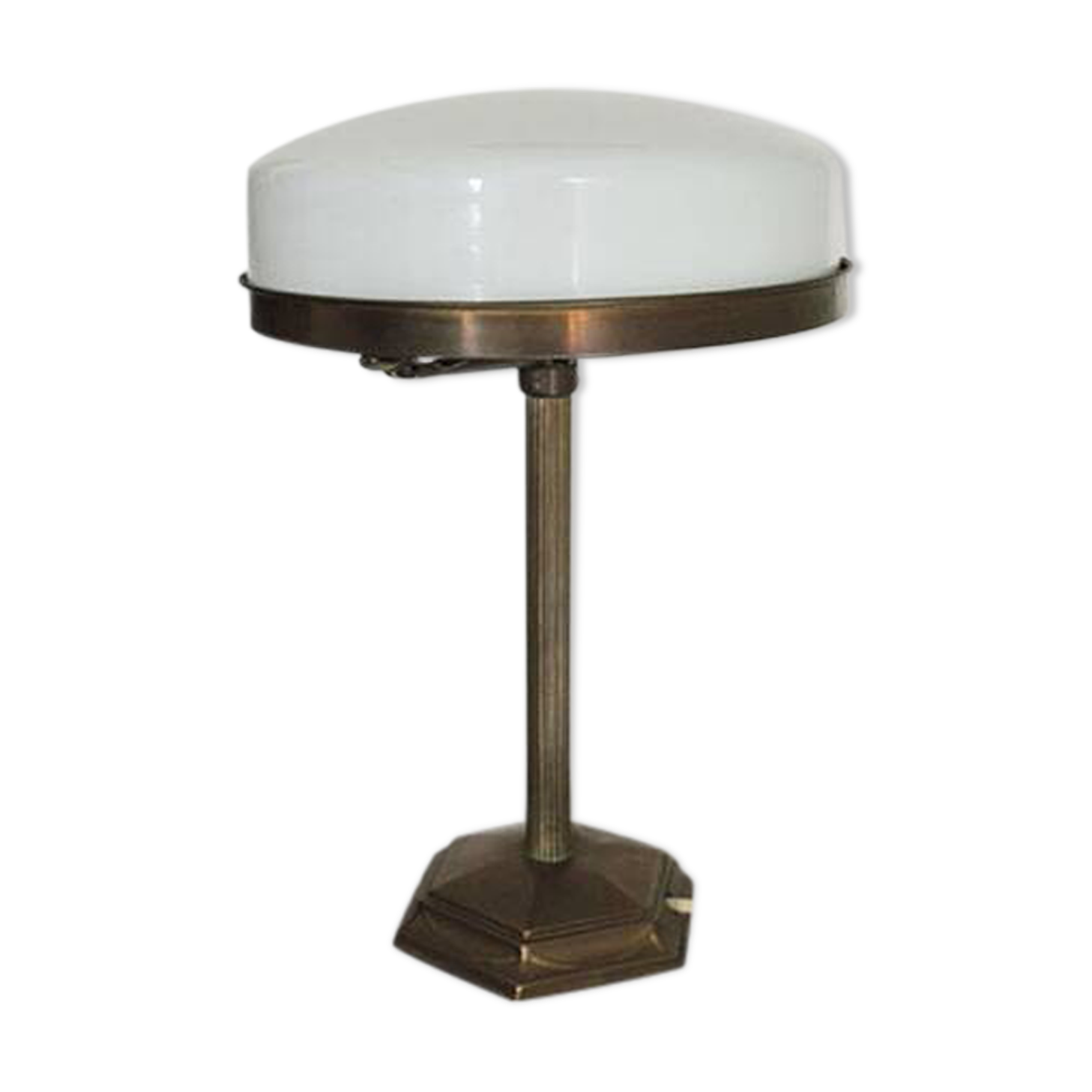 Old Art Deco Table Lamp in Brass & Glass