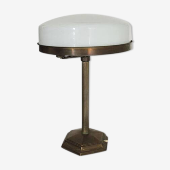 Old Art Deco Table Lamp in Brass & Glass