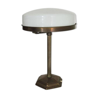 Old Art Deco Table Lamp in Brass & Glass