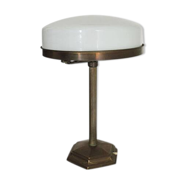 Old Art Deco Table Lamp in Brass & Glass