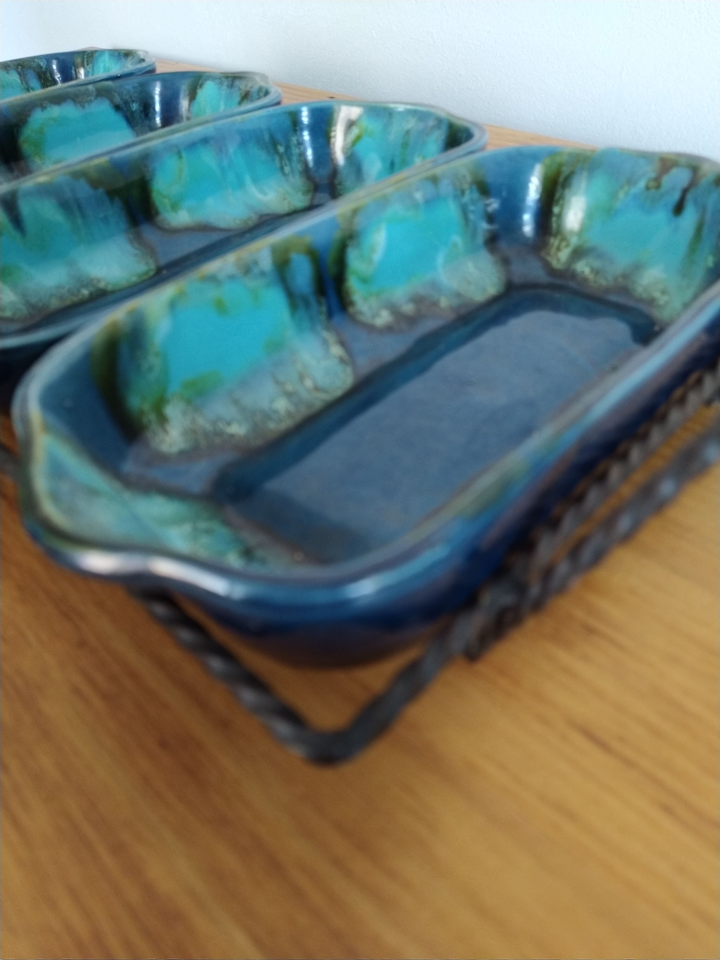 Vintage ceramic aperitif tray of vallauris blue