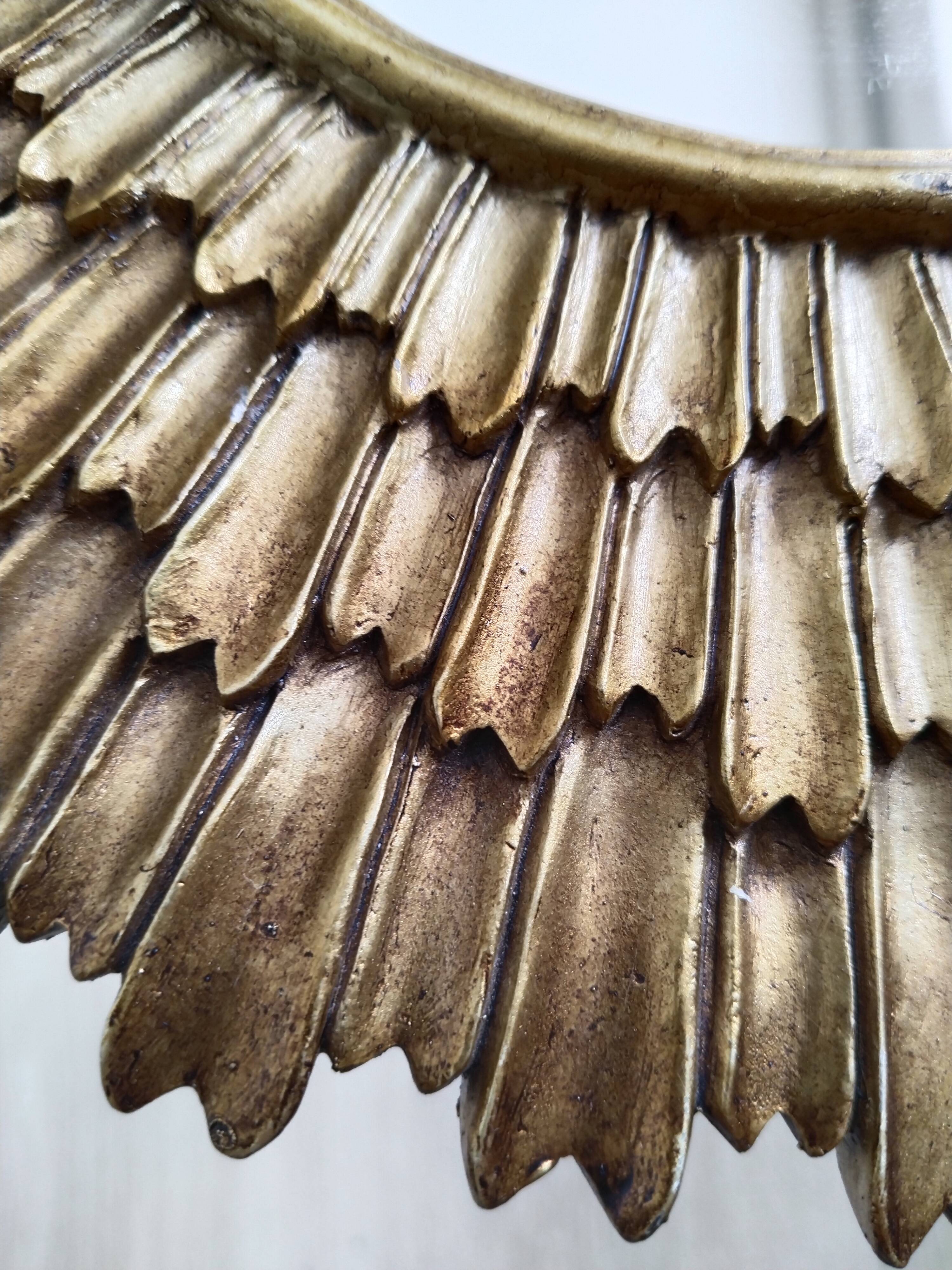 Golden sun mirror, in resin, 31 cm