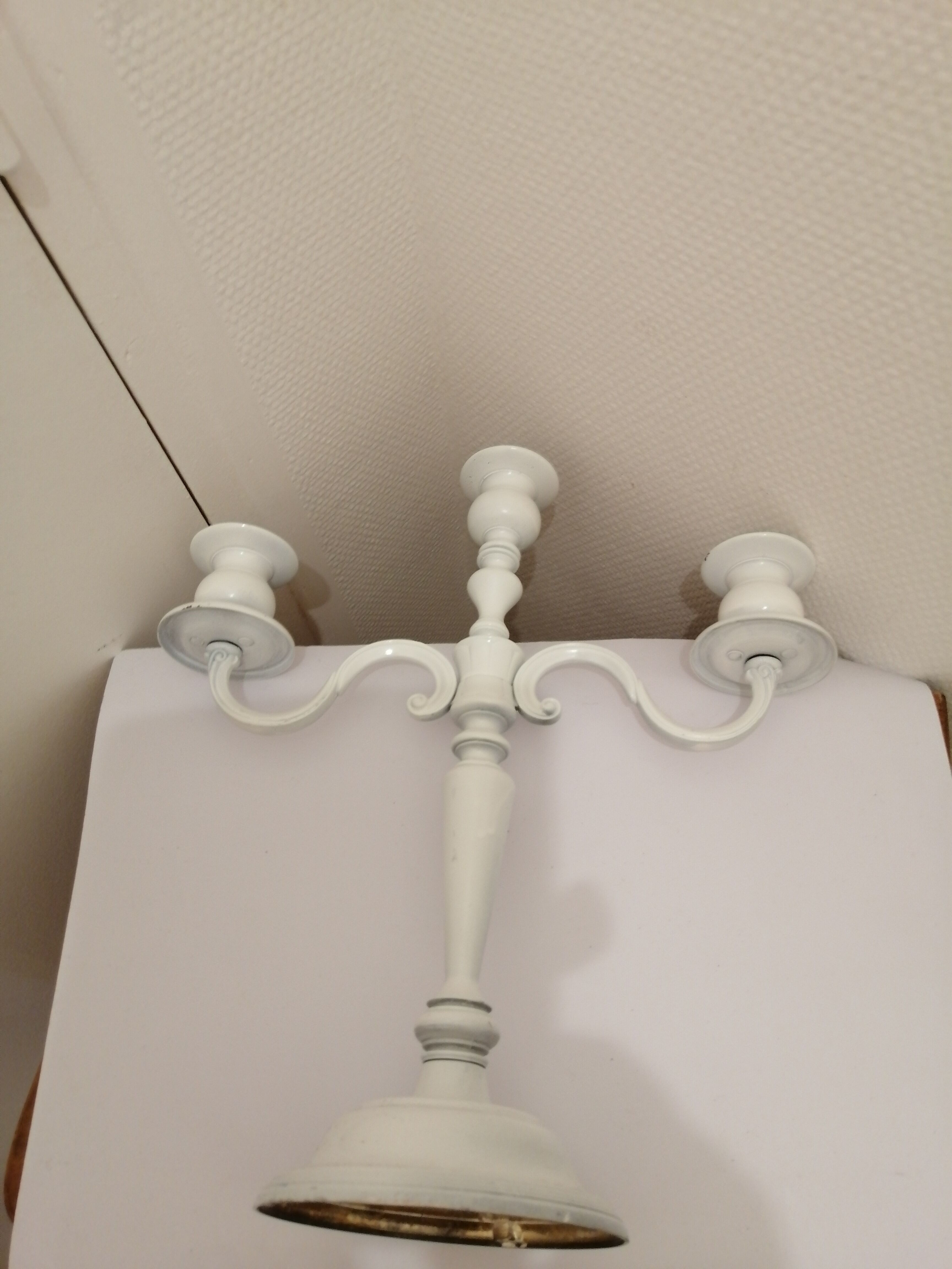 Candle holder 3 candles lacquer white