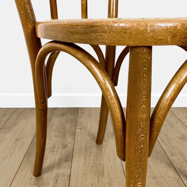 Chaise de bistrot en bois courbé et cannage