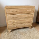 Commode vintage en chêne et poignées dorées