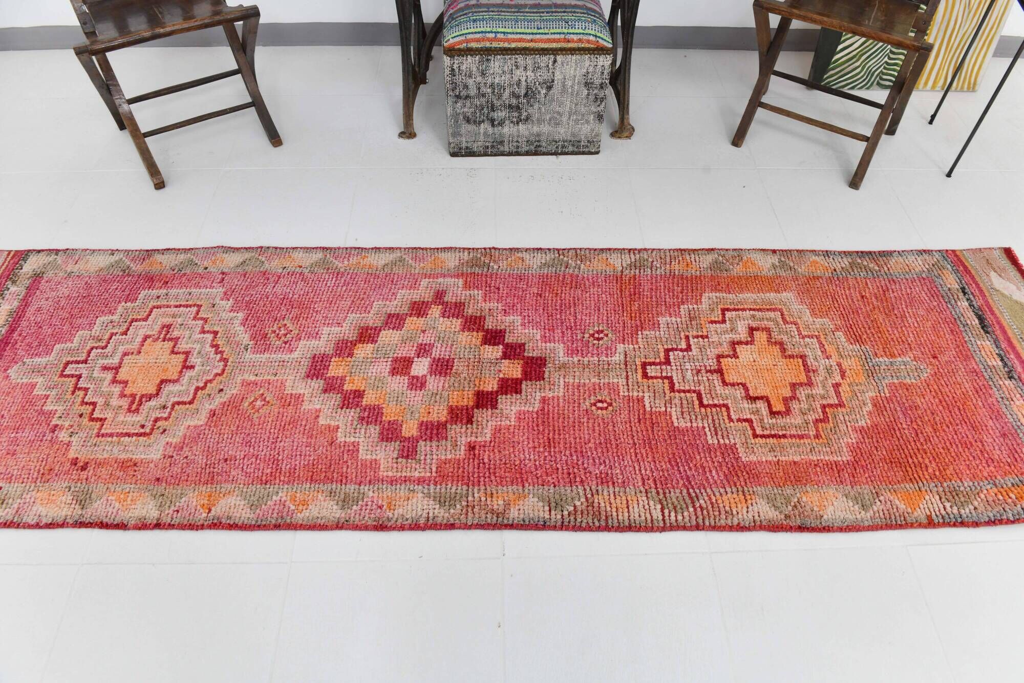 3x9 soft pastel pink vintage runner rug, 81x292cm sk 23329 free shipping