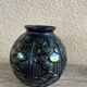 Art Deco Black Sphere Vase with Iridescent Blue Reflections French Manufacture