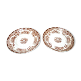 Set of 2 plates of bread in Opaque earthenware of Sarreguemines with faison - brown screen printing