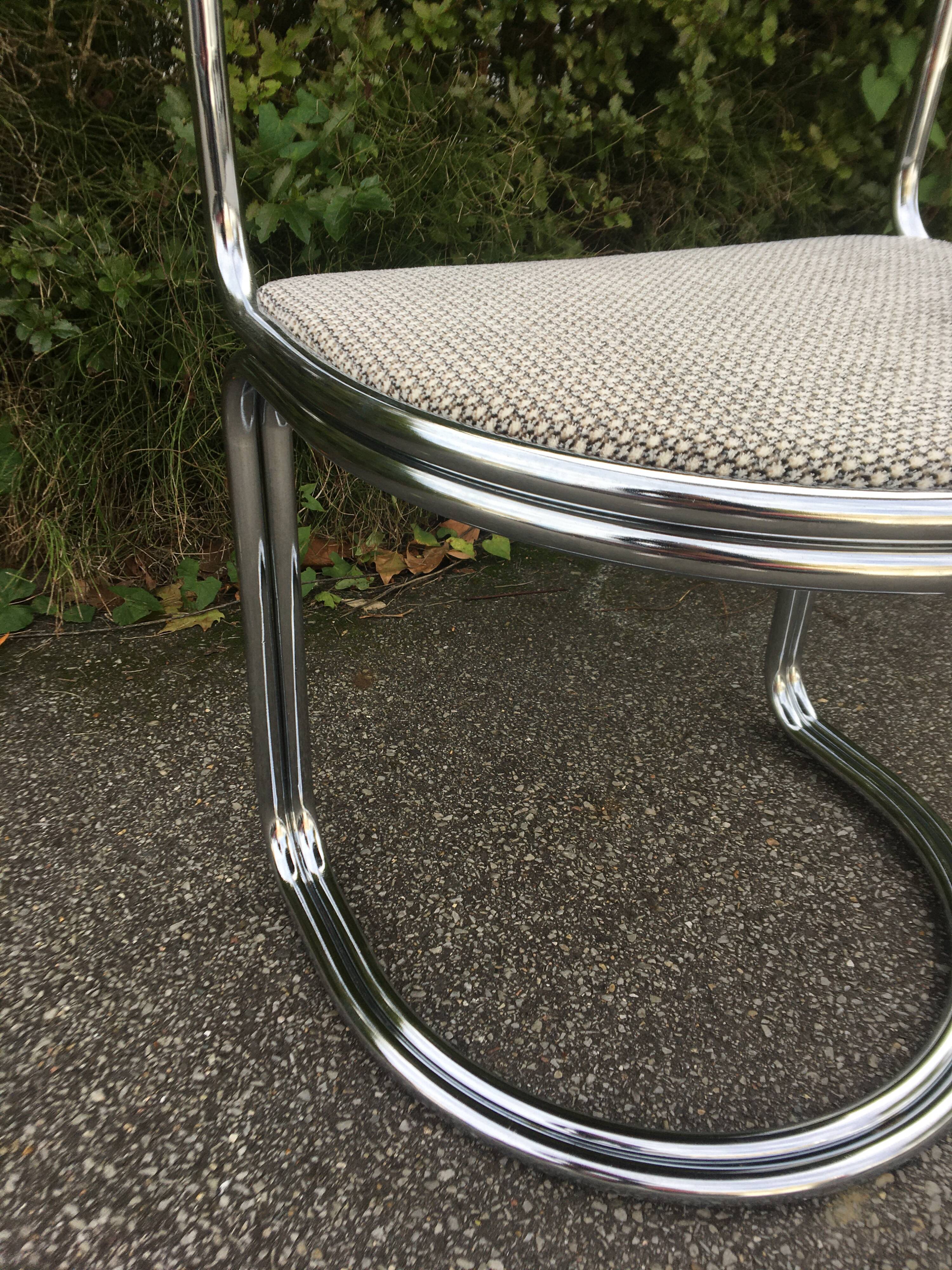 Chrome steel tube chair and fabric, 1970s