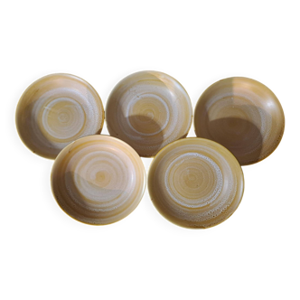 5 assiettes creuses en grès Niderviller