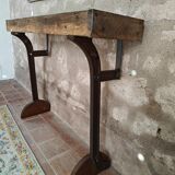 Oak and cast iron console, unique piece.