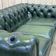 Chesterfield 3-seater sofa in green leather from the 80s