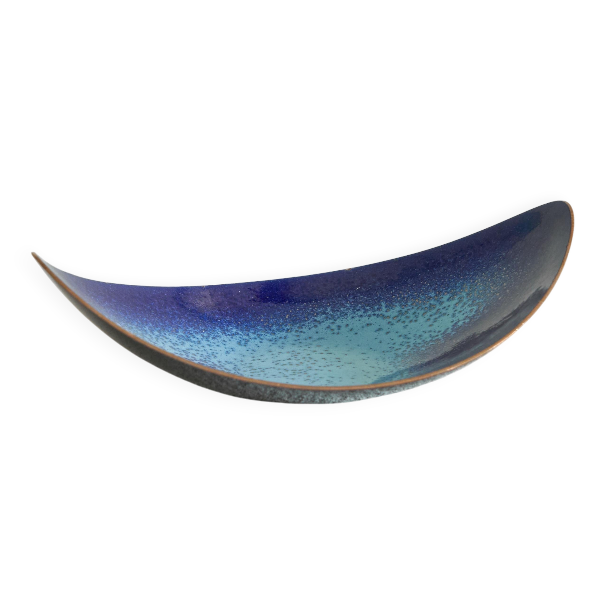 Enamelled copper bowl in gondola shape from the 1960s.