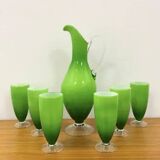 Ensemble carafe et 6 verres rétro, Murano, années 1960