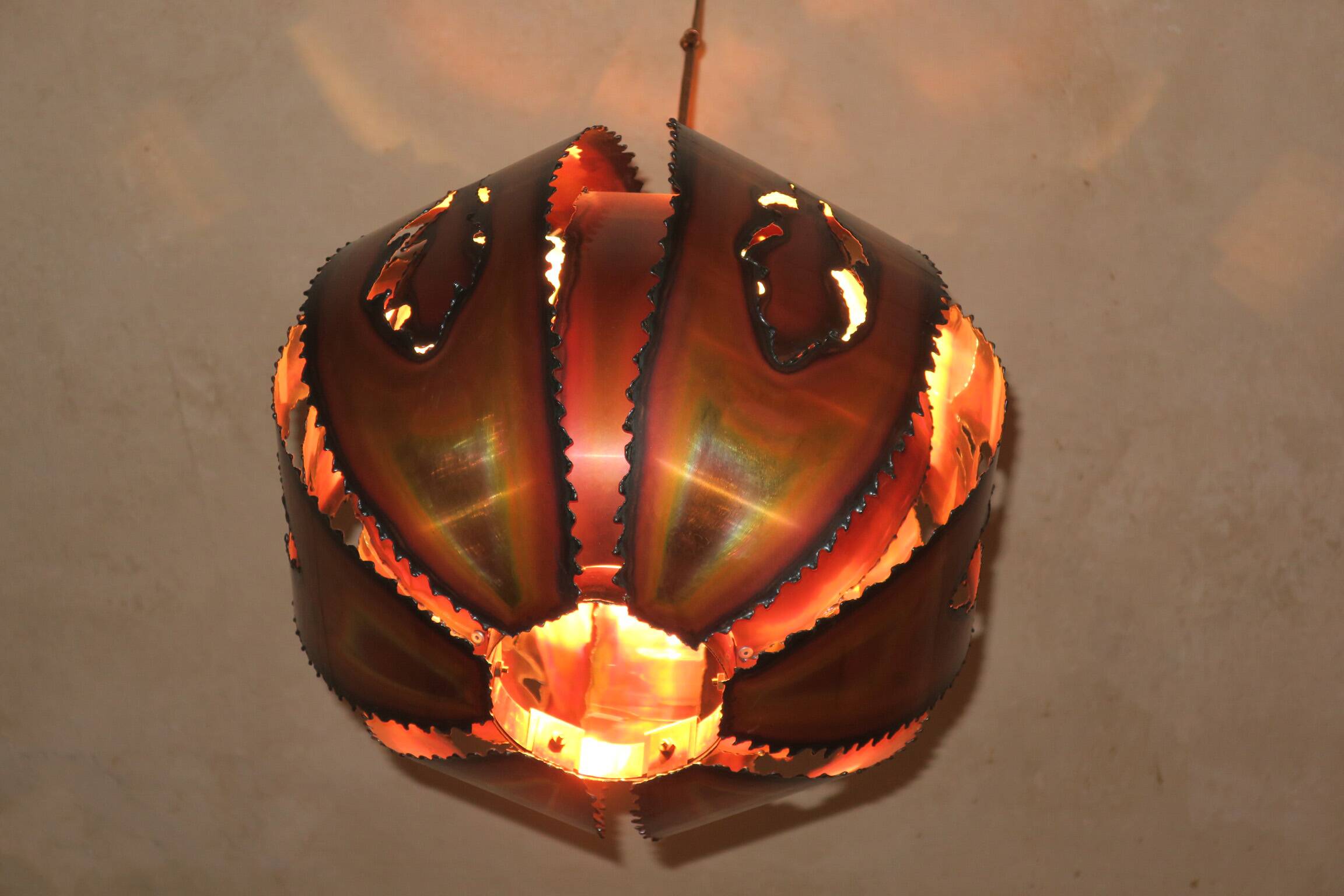 Brutalist pendant light, Denmark 1970s