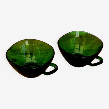 Lot de 2 tasses Vereco verte vintage