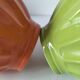 2 large vintage farm bowls in lime green and orange