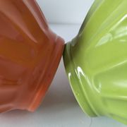 2 large vintage farm bowls in lime green and orange