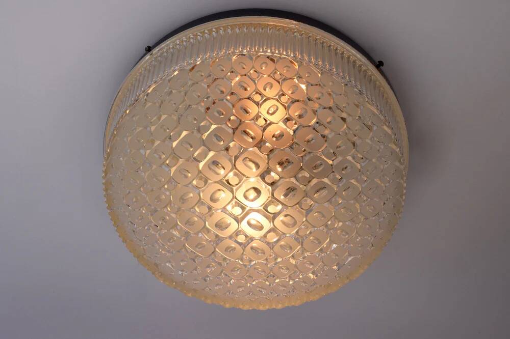 Atomic Age Glass Ceiling Light by Wila