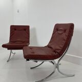 Set of Vintage Lounge Chairs in Chrome and Vinyl, 1970s