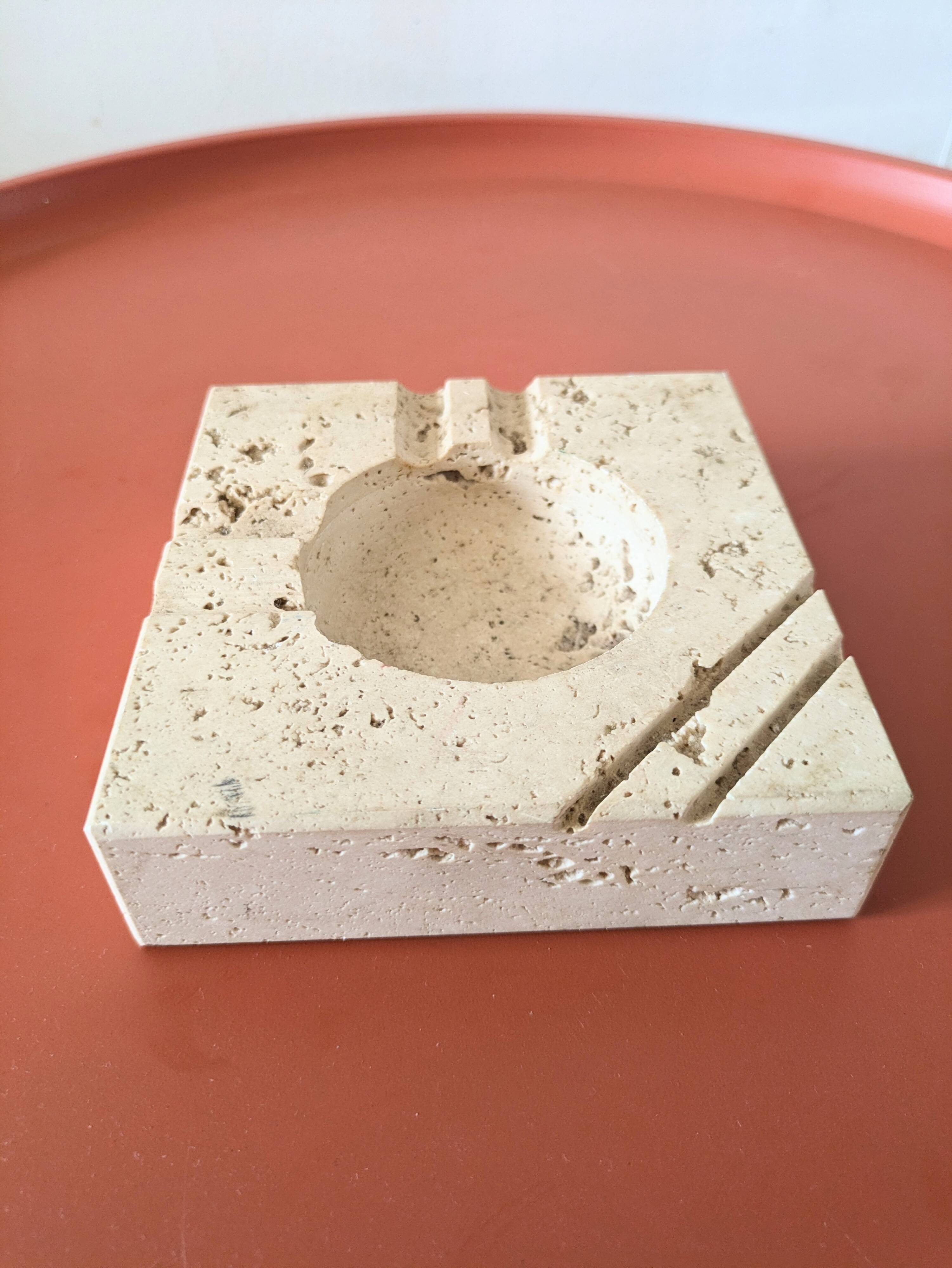 Vintage travertine ashtray by Cerri Nestor 70s