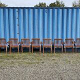 Stackable chair-armchair in solid teak with cushion by Vlaemynck