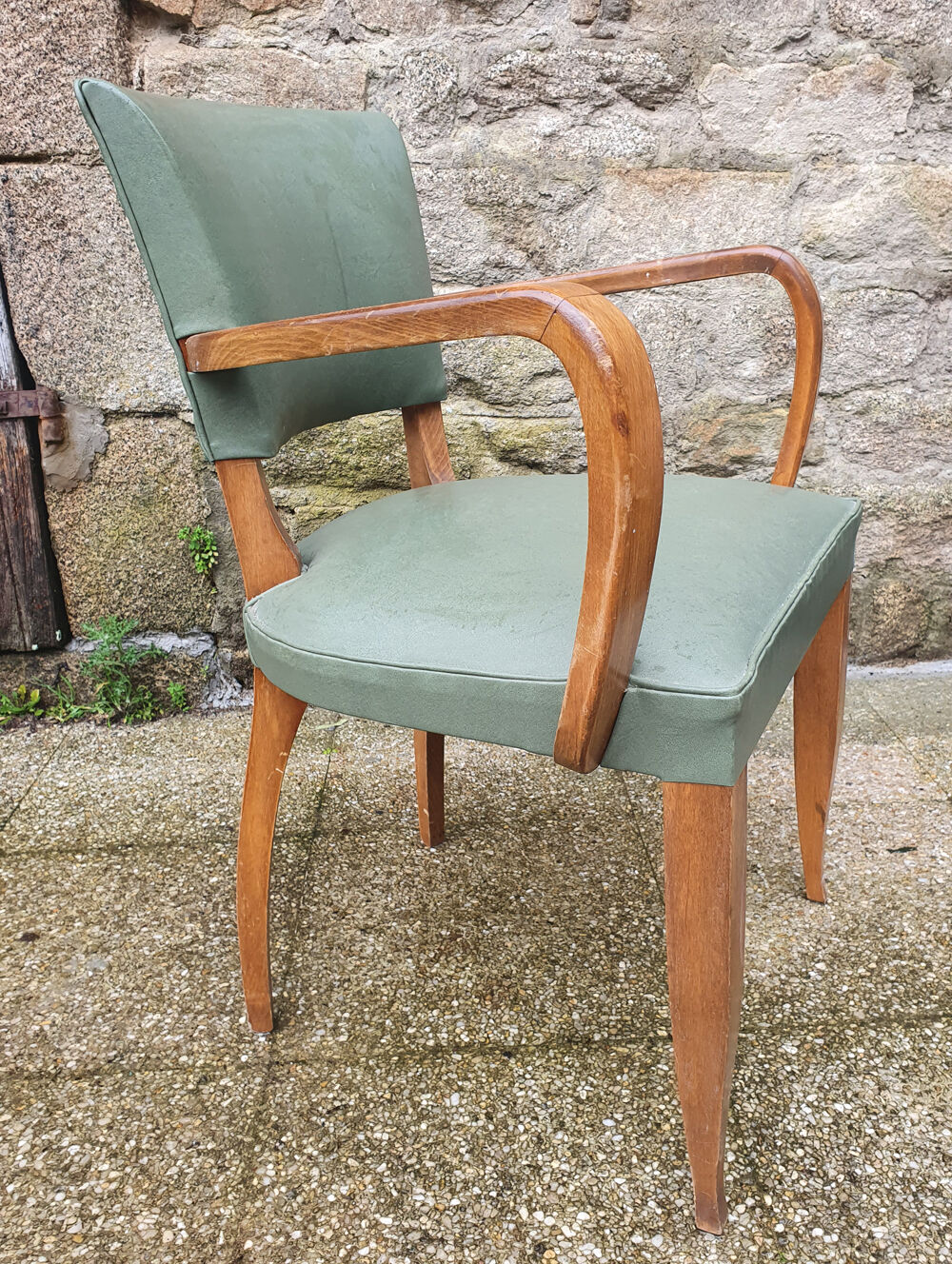 Green vintage bridge chair, 30s - 40s
