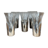 5 verres à liqueur métal argenté