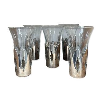 5 silver-plated liquor glasses