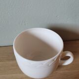 White opaline cup France Vintage tortoiseshell flower