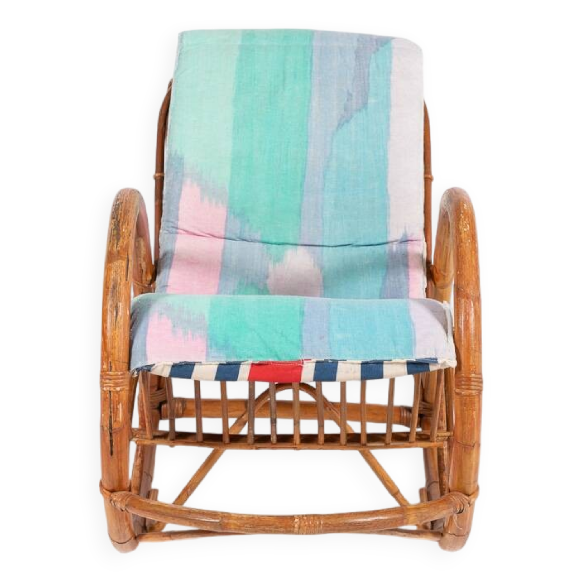 Fauteuil à bascule italien en rotin, 1960