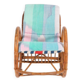 Fauteuil à bascule italien en rotin, 1960