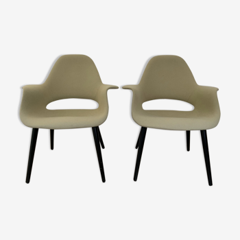 Pair of Organic armchairs by Charles Eames and Eero Saarinen for Vitra