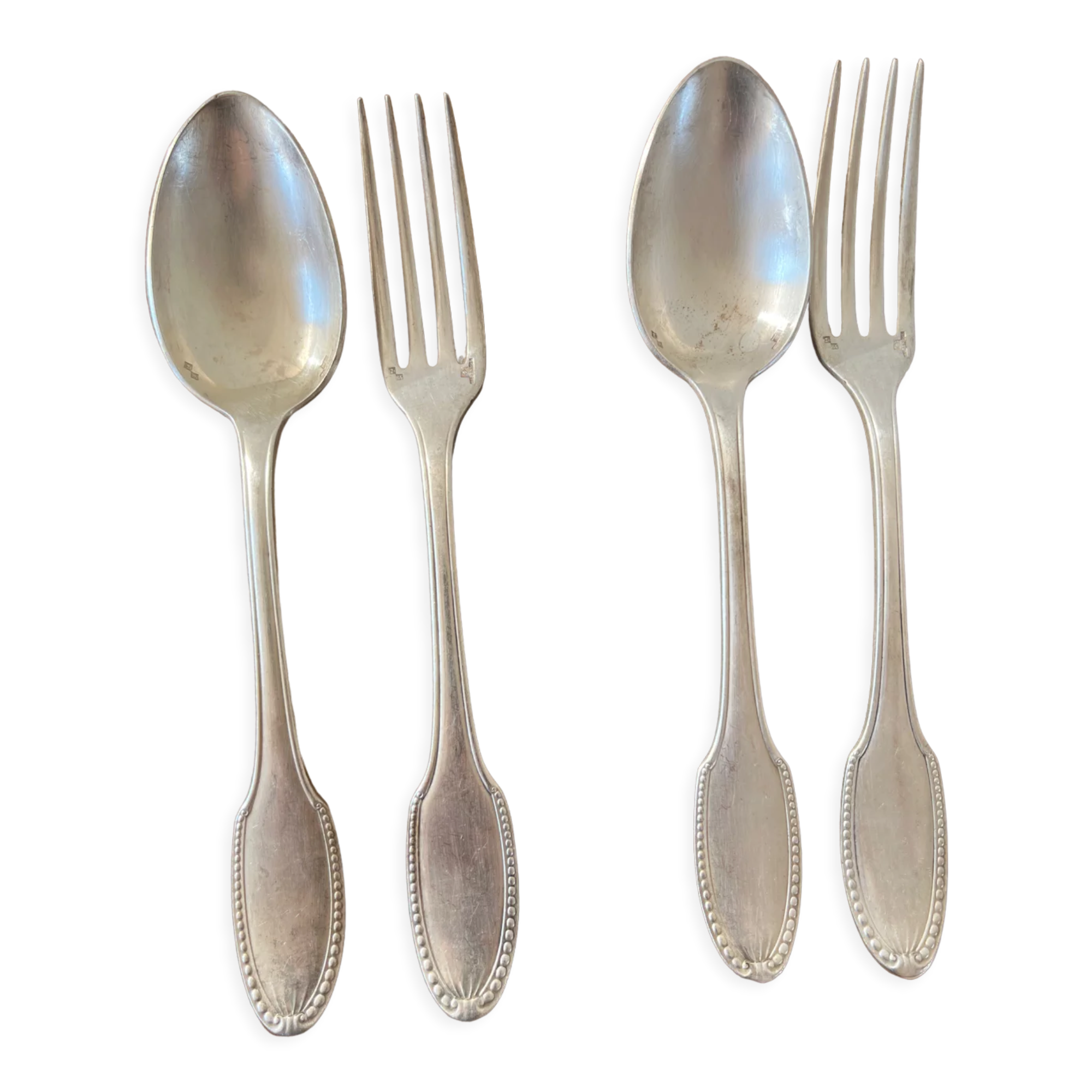 Duo de couverts en métal argenté