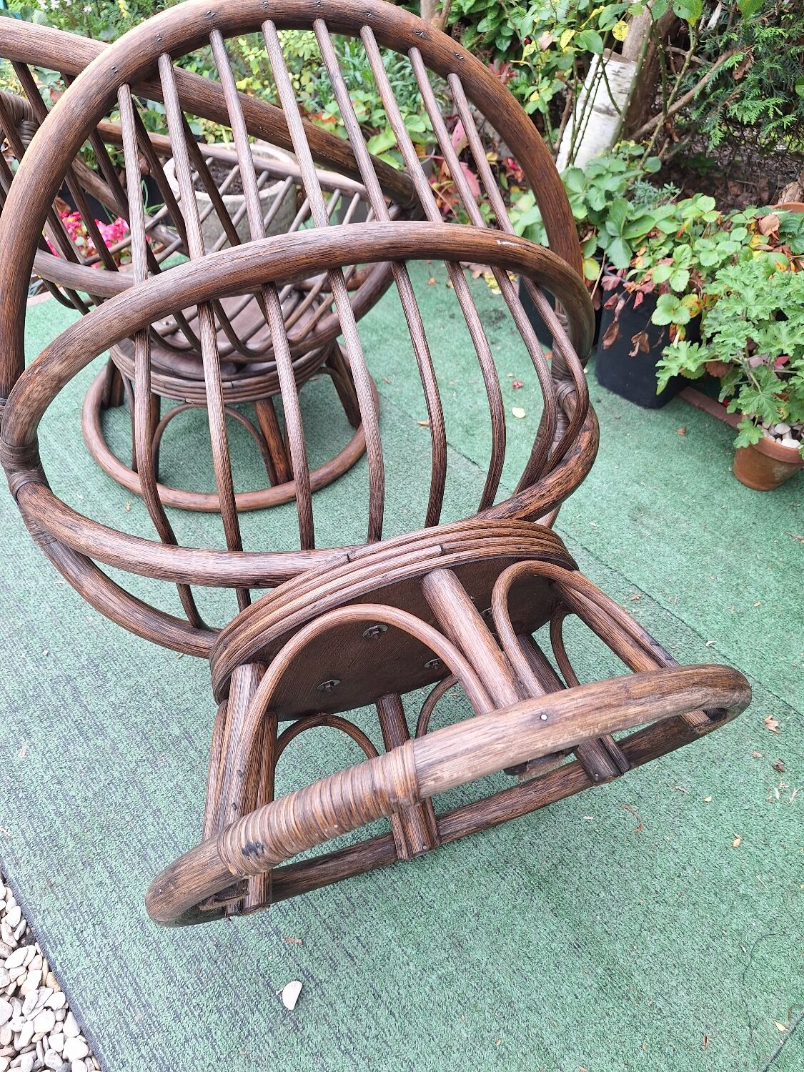 Pair of vintage rattan swivel armchairs