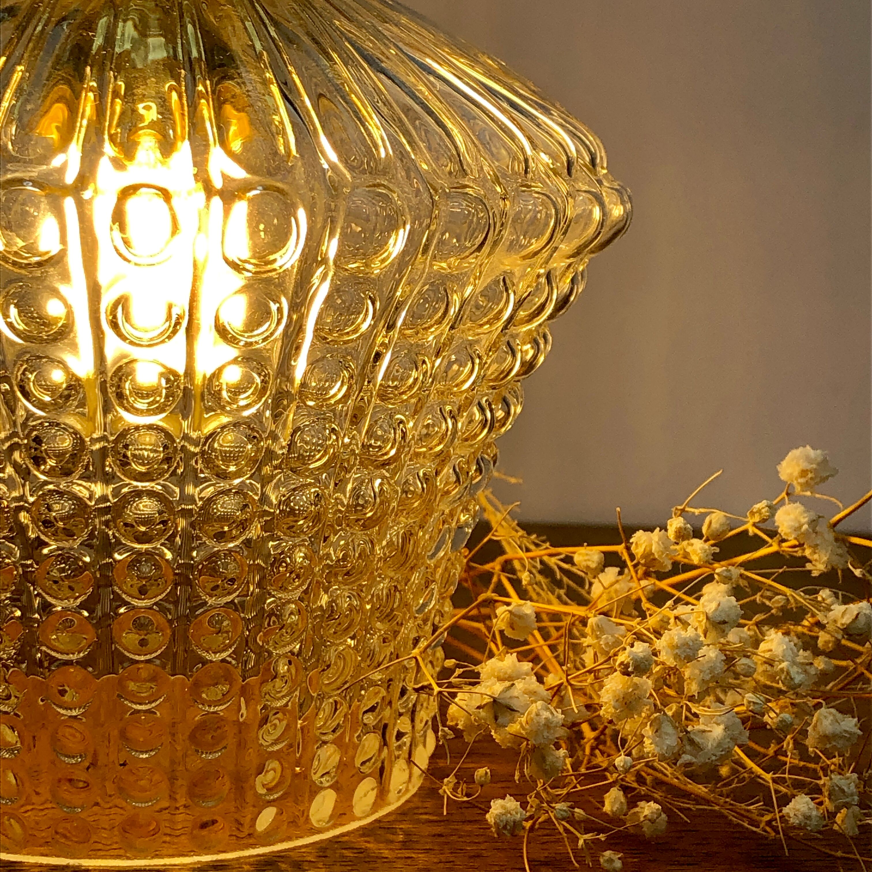 Vintage glass tulip hanging lamp