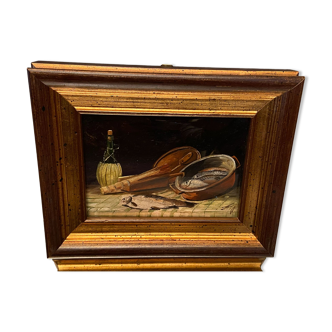 Tableau huile sur panneau Nature morte signée