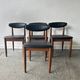 Four Schreiber Mid Century Dining Chairs Black Leatherette Floating Backres