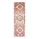 Vintage Turkish hand-knotted wool cotton pink runner rug 88x283