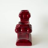 Pair of large burgundy ceramic candlesticks, 1950