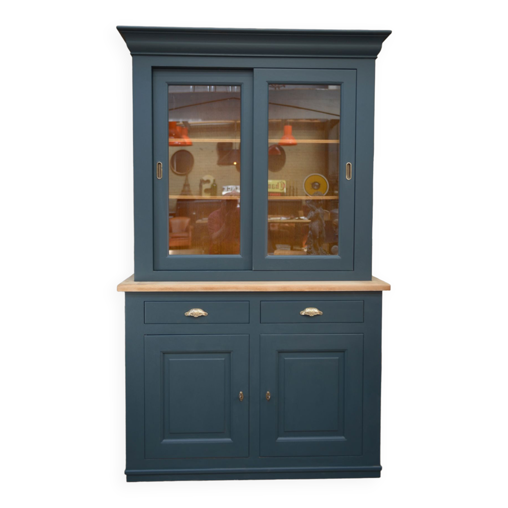 Buffet vitrine à 2 corps 4 portes en chêne Selency