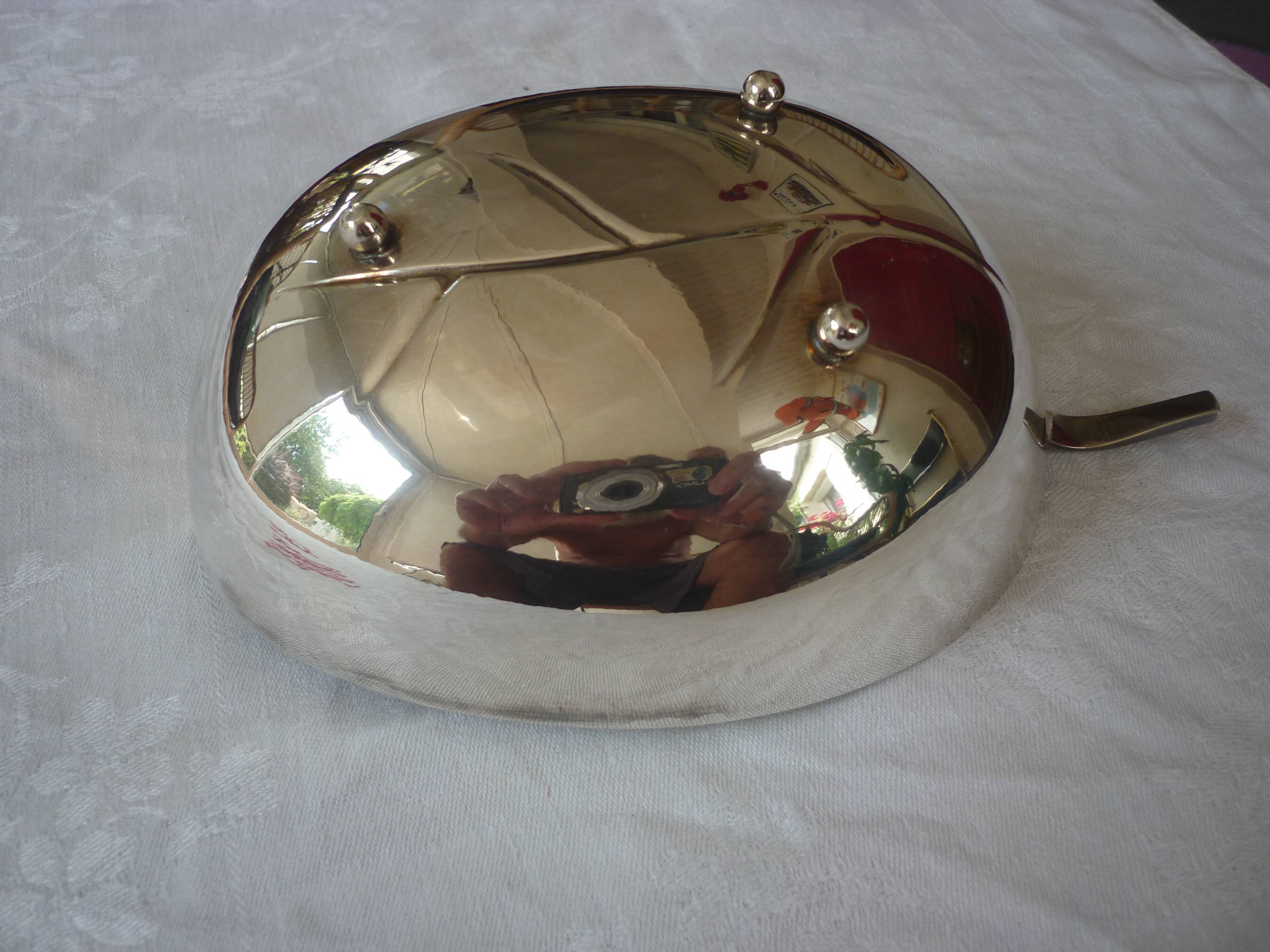 Silver metal gravy boat leaf shape