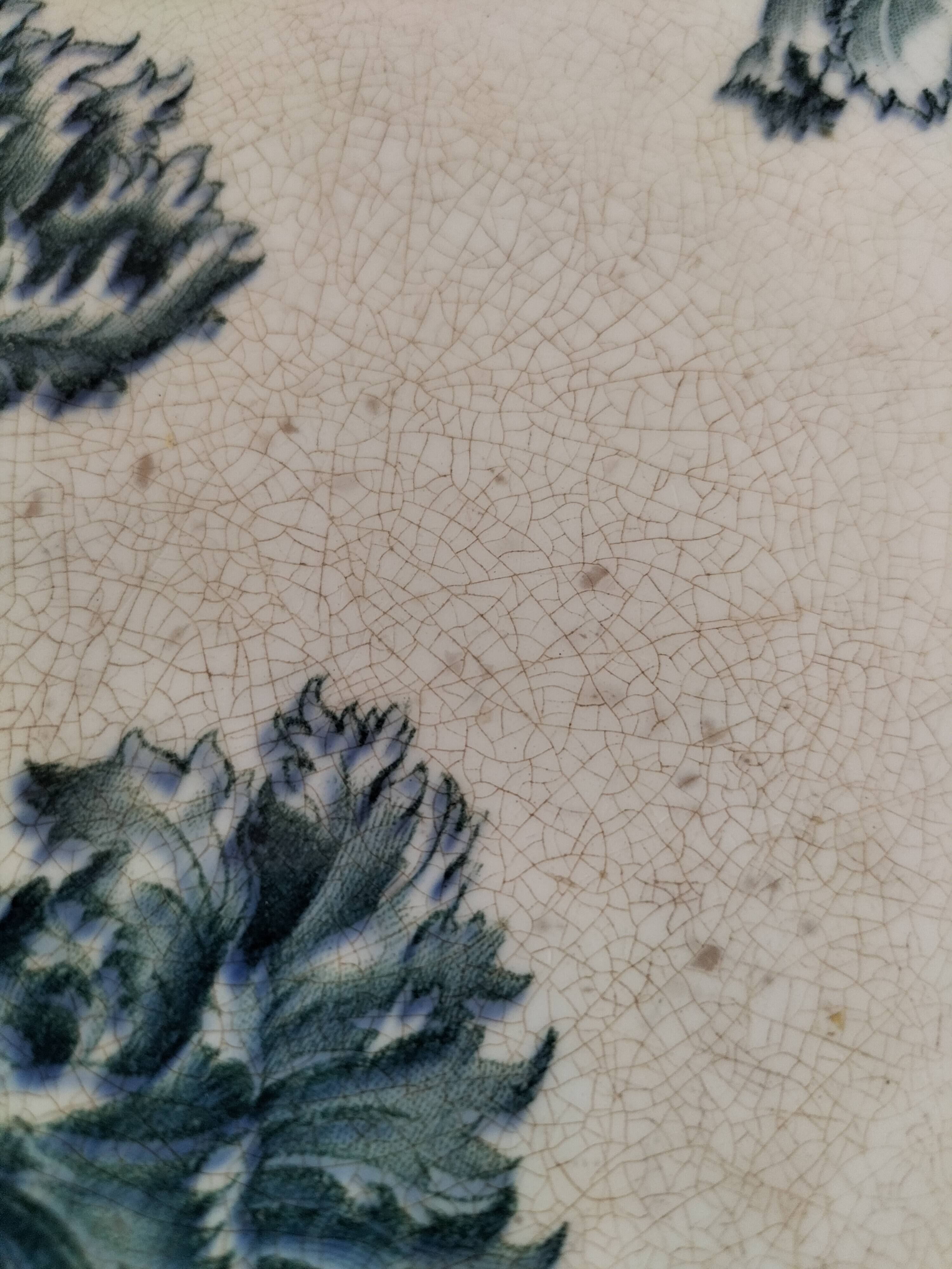 KG Lunéville footed plate with blue carnation decoration, 1880-1910