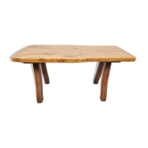 Table d'appoint en chêne brutaliste vintage, tronc d'arbre, Espagne, années 1960.