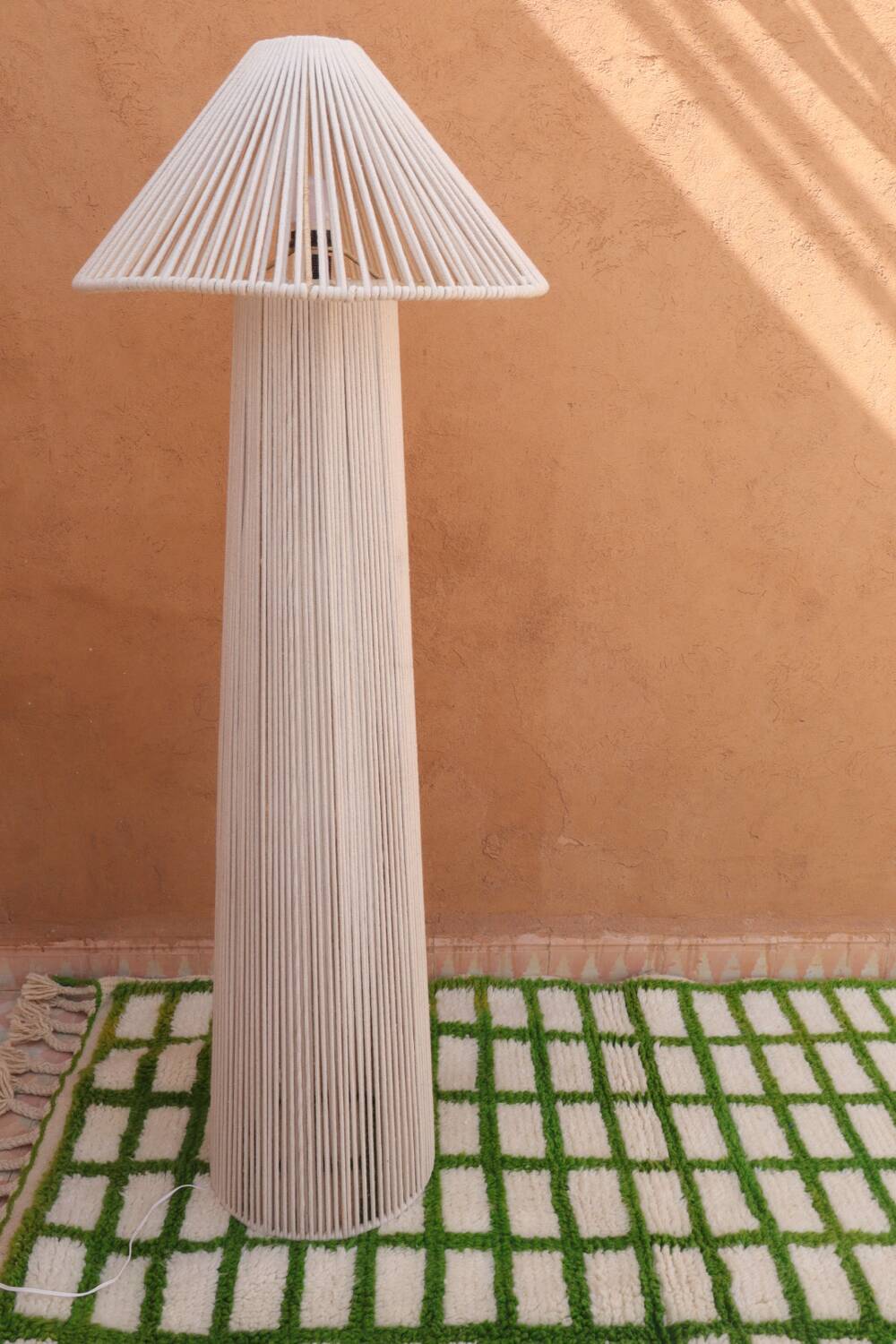 Off-white cotton hat floor lamp
