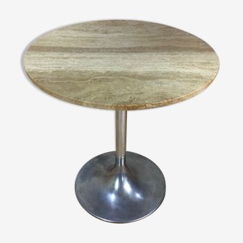 Travertine side table