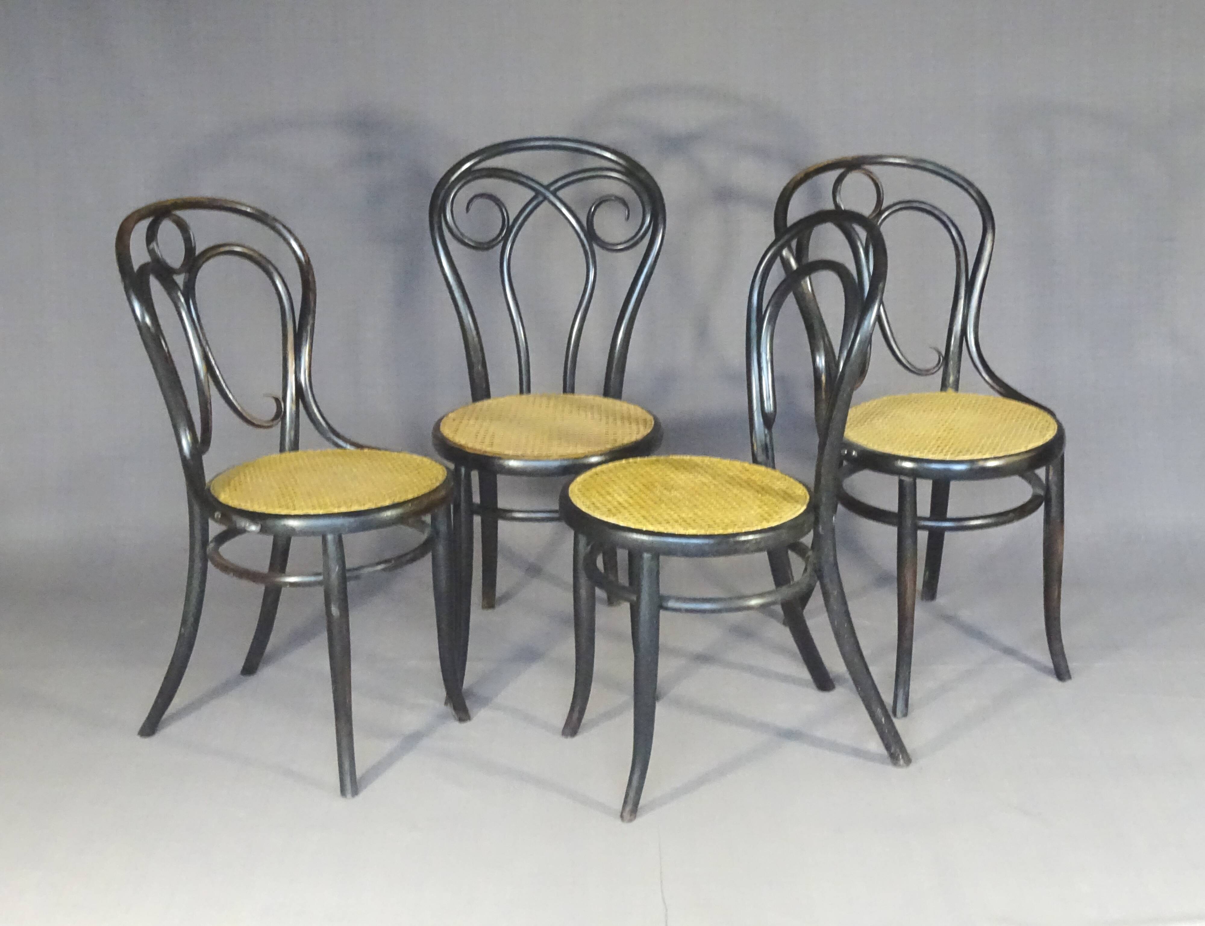 Set of 4 kohn "empire black" chairs circa 1880 + thonet-